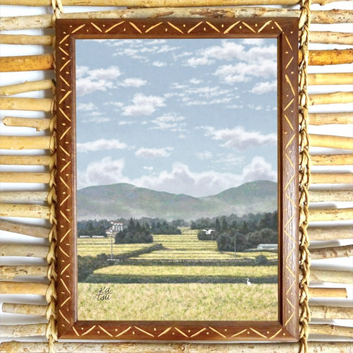 実りの秋」黄金色 収穫 田園風景 うろこ雲 イラスト イラスト kura