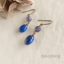 619 天然石　ラピスラズリ　6㎜　瑠璃　ピアス　イヤリング 宝石質のラピスラズリ ピアス(イヤリング変更可)：天然石 ピアス