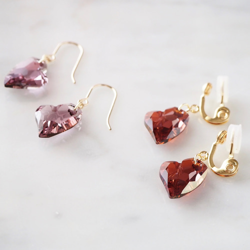 大人ハート♥︎ スワロフスキークリスタルハートのシンプルショート  