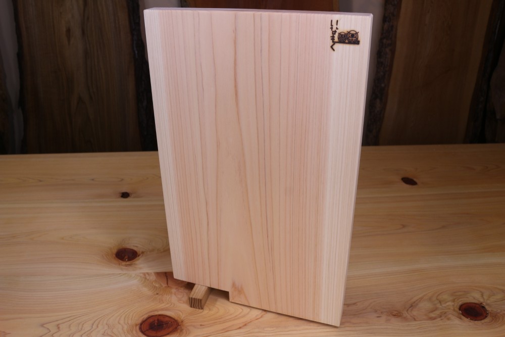 ヒノキのまな板スタンド付き  "マロン"