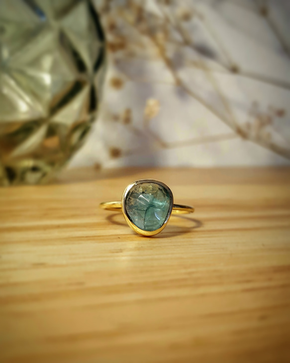 ◆1点もの◆・Grandidierite・tubu ring ・brass・ 1枚目の画像