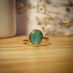 ◆1点もの◆ green onyx・tubu ring・brass 1枚目の画像