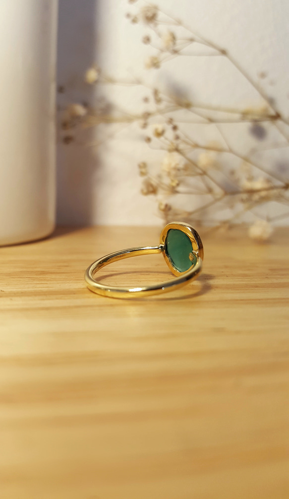 ◆1点もの◆ green onyx・tubu ring・brass 3枚目の画像