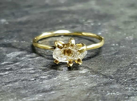 ◆laalaa様 専用◆素材変更◆ハーキマー・ダイアモンド＊grain ring＊18KYG＊M size＊ 4枚目の画像