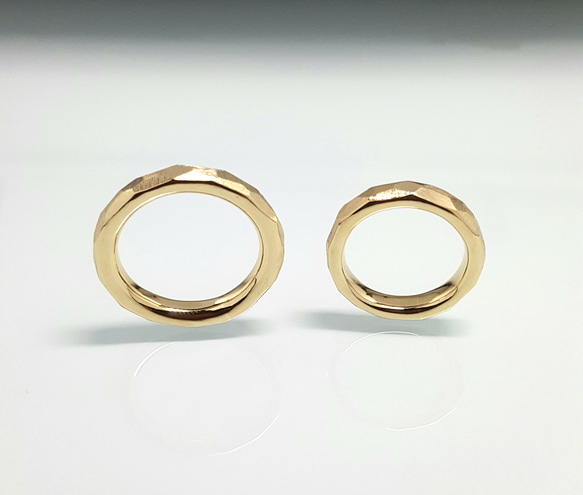 mee様専用◆受注制作◆ ＊ Feceted ring ＊ yasuri-me ＊ brass ＊ ペアリング 4枚目の画像