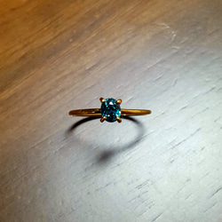 ◆1点もの◆天然石◆ ブルー ジルコン( blue zircon )・・gold ring・・K18YG・・ 2枚目の画像