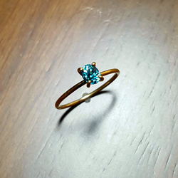 ◆1点もの◆天然石◆ ブルー ジルコン( blue zircon )・・gold ring・・K18YG・・ 3枚目の画像