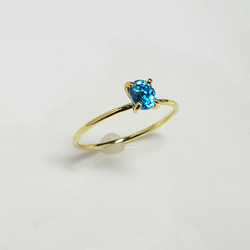 ◆1点もの◆天然石◆ ブルー ジルコン( blue zircon )・・gold ring・・K18YG・・ 5枚目の画像