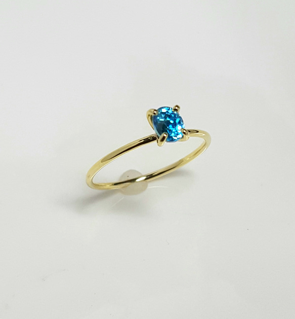 ◆1点もの◆天然石◆ ブルー ジルコン( blue zircon )・・gold ring・・K18YG・・ 5枚目の画像