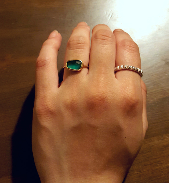 ◆1点もの◆hukurin ring・・green onyx・・brass・・ 8枚目の画像