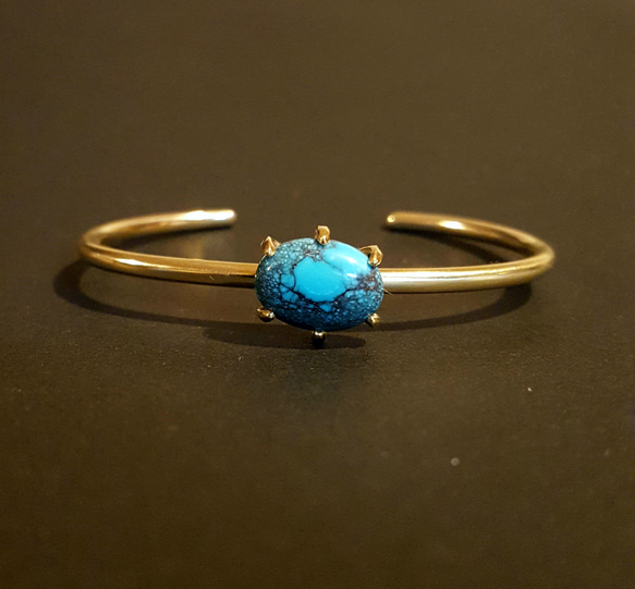 ◆1点もの◆・・turquoise・・grain bangle・・brass・・ 2枚目の画像