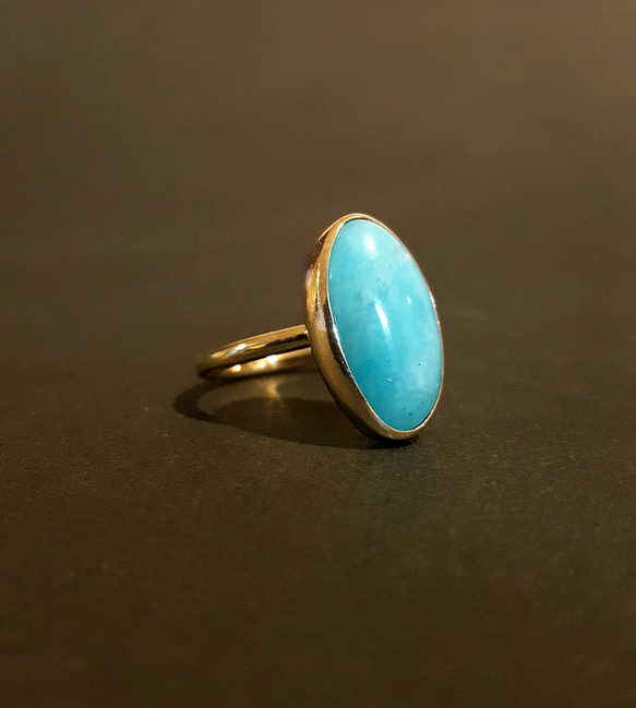 ◆1点もの◆・amazonite・large grain ring ・brass・ 2枚目の画像