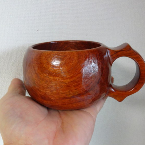 花梨の一木彫りコーヒーカップ マグカップ 良岳 通販 10449925｜Creema