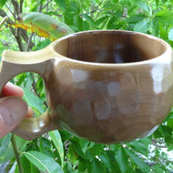 　★アウトレット　朴の木の一木彫りコーヒーカップ　★ 1枚目の画像