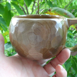 　★アウトレット　朴の木の一木彫りコーヒーカップ　★ 2枚目の画像