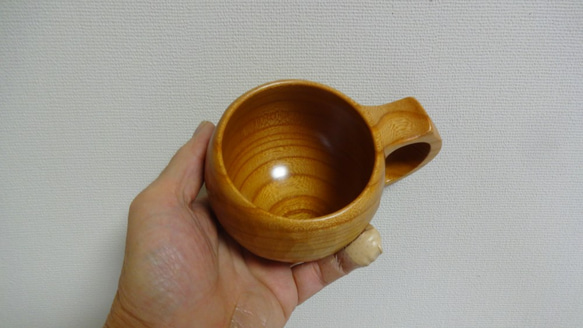 　けやきの一木彫りコーヒーカップ 5枚目の画像