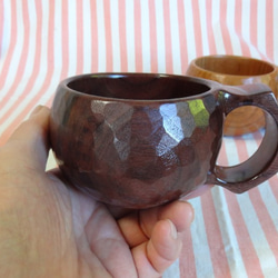 ♡♥　日本のクルミと洋クルミの一木彫りペアコーヒーカップ 10枚目の画像