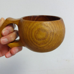　桑の一木彫りコーヒーカップ　 1枚目の画像