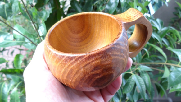 　桑の一木彫りコーヒーカップ　 9枚目の画像