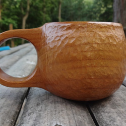 銘木ケヤキで作った一木彫りコーヒーカップ。 5枚目の画像