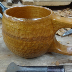 銘木ケヤキで作った一木彫りコーヒーカップ。 7枚目の画像