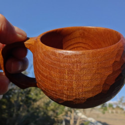 桑の木の一木彫りコーヒーカップ 1枚目の画像