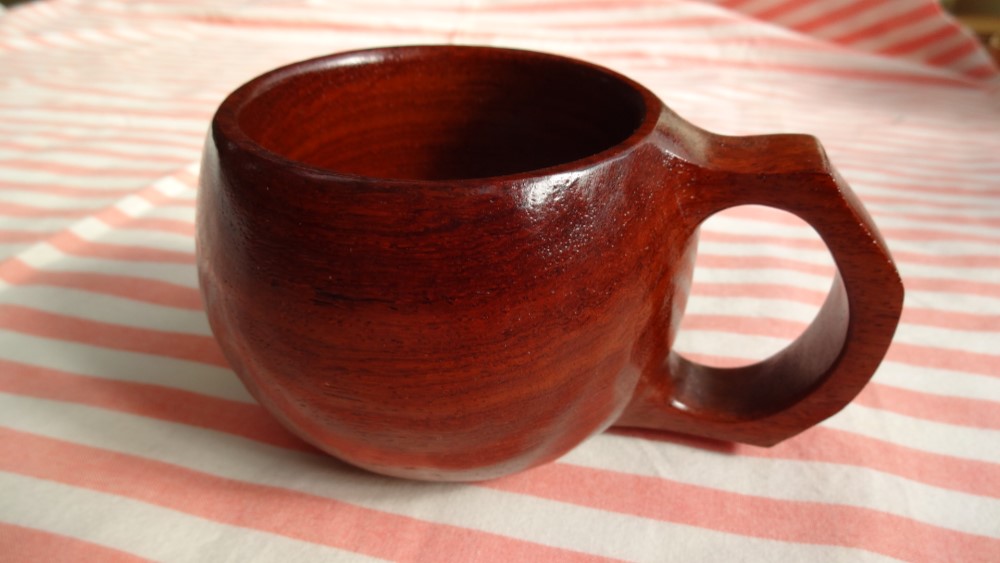 美品】良岳氏作 木製コーヒーカップ けやき・花梨（2脚セット