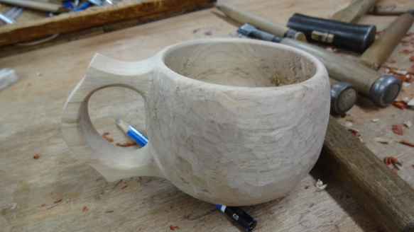えまぱぱ様専用作品：古木の桜で作った一木彫りコーヒーカップ。 1枚目の画像