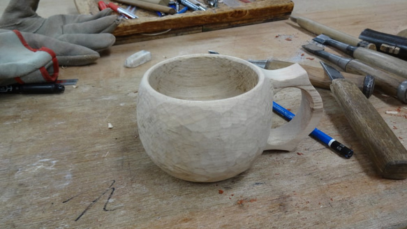 えまぱぱ様専用作品：古木の桜で作った一木彫りコーヒーカップ。 9枚目の画像