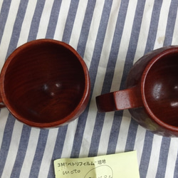 moto様受注作品　赤茶っぽい花梨のペア一木彫りコーヒーカップ 4枚目の画像