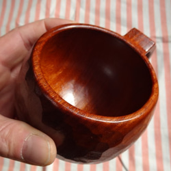 ヘイル様受注作品　赤茶っぽい花梨の一木彫りコーヒーカップ 10枚目の画像