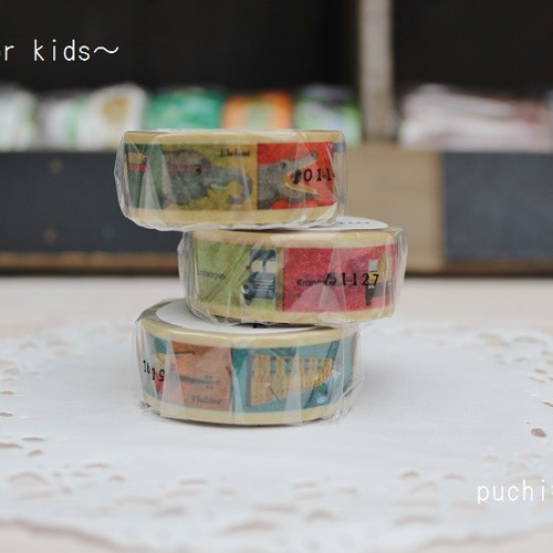 廃盤・mt for kids 3本セット（動物・乗り物・楽器） マスキングテープ