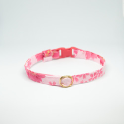 猫セーフティ首輪　#015JS桜と蝶々（ピンク）　 Family Ties 1枚目の画像