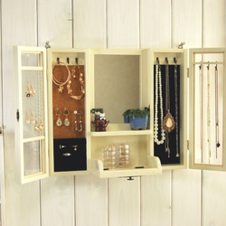 壁掛けアクセサリーケース（アイボリー） ドレッサー・ミラー・鏡台