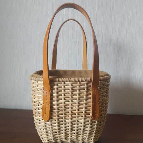 皮籐のかごバッグ(内袋/ウール薄茶) かごバッグ mapica 通販｜Creema 