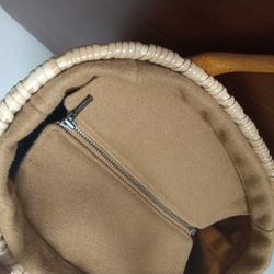 皮籐のかごバッグ(内袋/ウール薄茶) 6枚目の画像