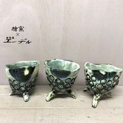 陶芸作家 安在健一　檜窯別注当店オリジナル陶器鉢『轟』・・・青色 　☘多肉植物　☘塊根植物　☘観葉植物 2枚目の画像