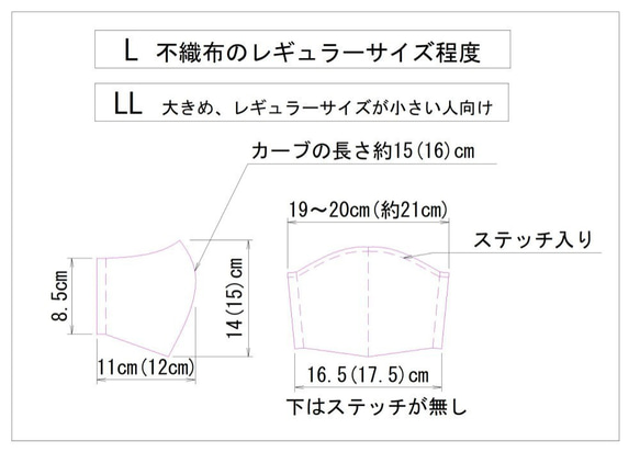 裏メッシュ(全サイズ)☆５０番　刺繡入りマスク　オフホワイト 7枚目の画像