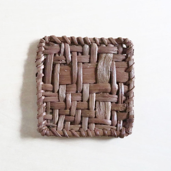 【一点モノ】国産 山葡萄 網代編みのコースター01 2枚目の画像