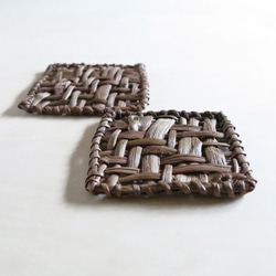 【送料無料】国産 山葡萄 網代編みのコースター2枚セット　D 3枚目の画像