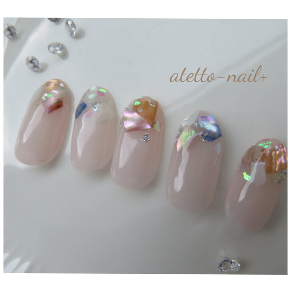 シェルくすみカラー ネイルチップ