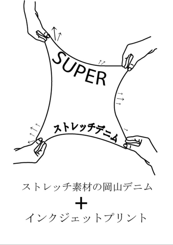 岡山デニムストレッチ生地使用グラデーション柄プリントMAMAバッグ＃SEPIA色《送料無料》 7枚目の画像