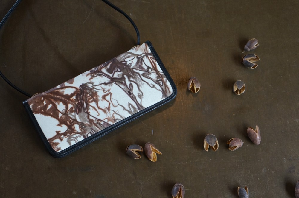 絞り染めLEATHERお財布bag-＃choco-color《送料無料》