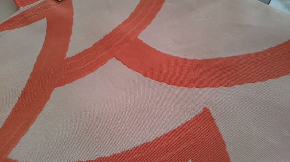 帯リメイク トートバッグ  シルク 朱鷺色 橙色 3枚目の画像