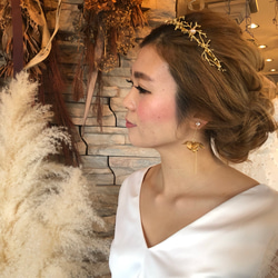 サンゴ枝ヘッドドレス結婚式ブライダル　ブライダルアクセサリー　ウェディングアクセサリー　花嫁ヘア 4枚目の画像