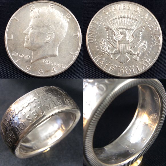 アメリカハーフダラー特年銀貨コインリング23号現品即納 4枚目の画像
