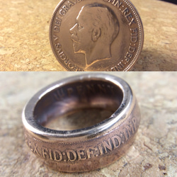 イギリス1ペニー銅貨コインリング9号現品即納 4枚目の画像
