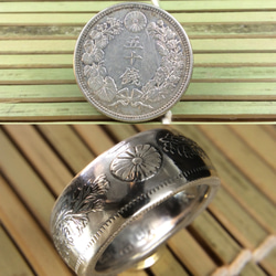 戒指由日本老银币制成(纯银80％)１９号尺寸 第4張的照片