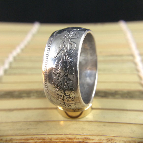 戒指由日本老银币制成(纯银80％)１２号尺寸 第2張的照片