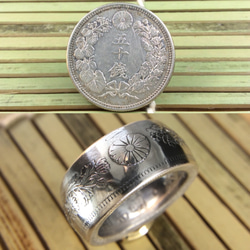 戒指由日本老银币制成(纯银80％)１２号尺寸 第4張的照片